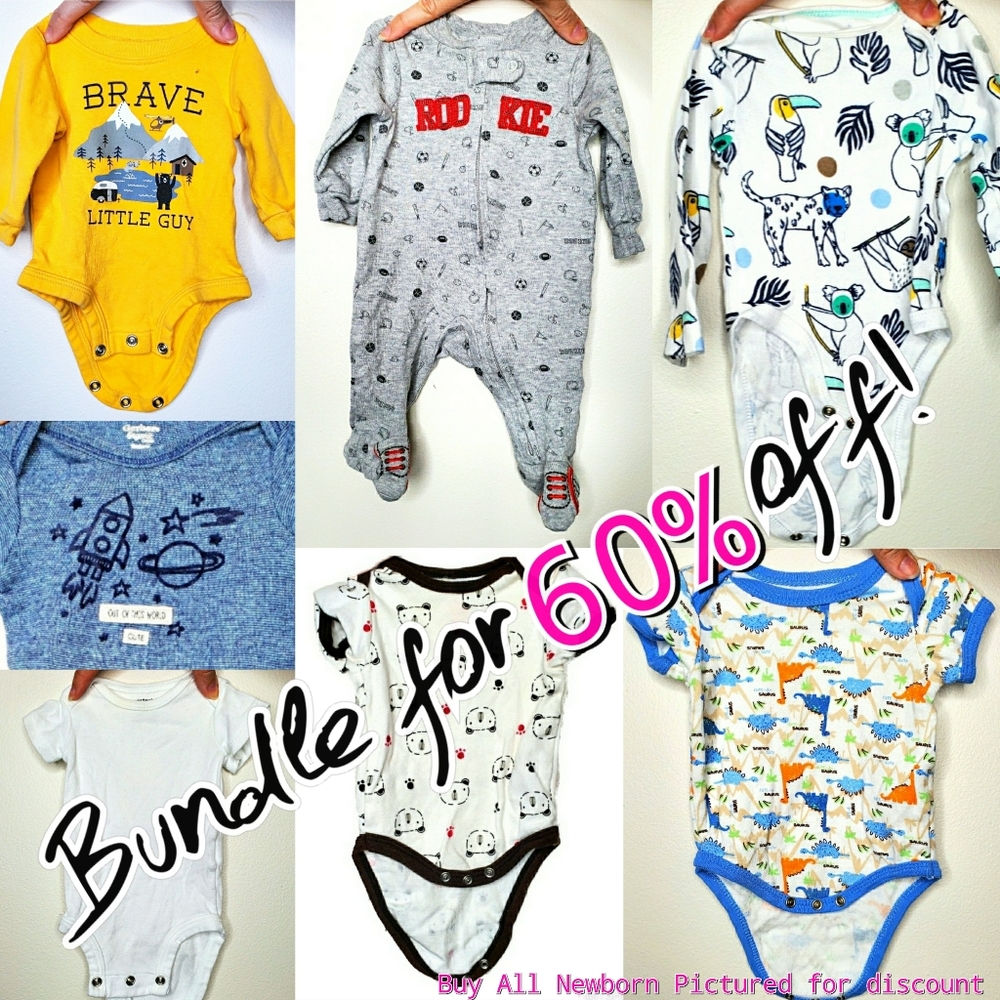 10) 7 Newborn Onesies BUNDLE
